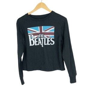 Beatles Cropped Flag Graphic Long Sleeve Band Tee